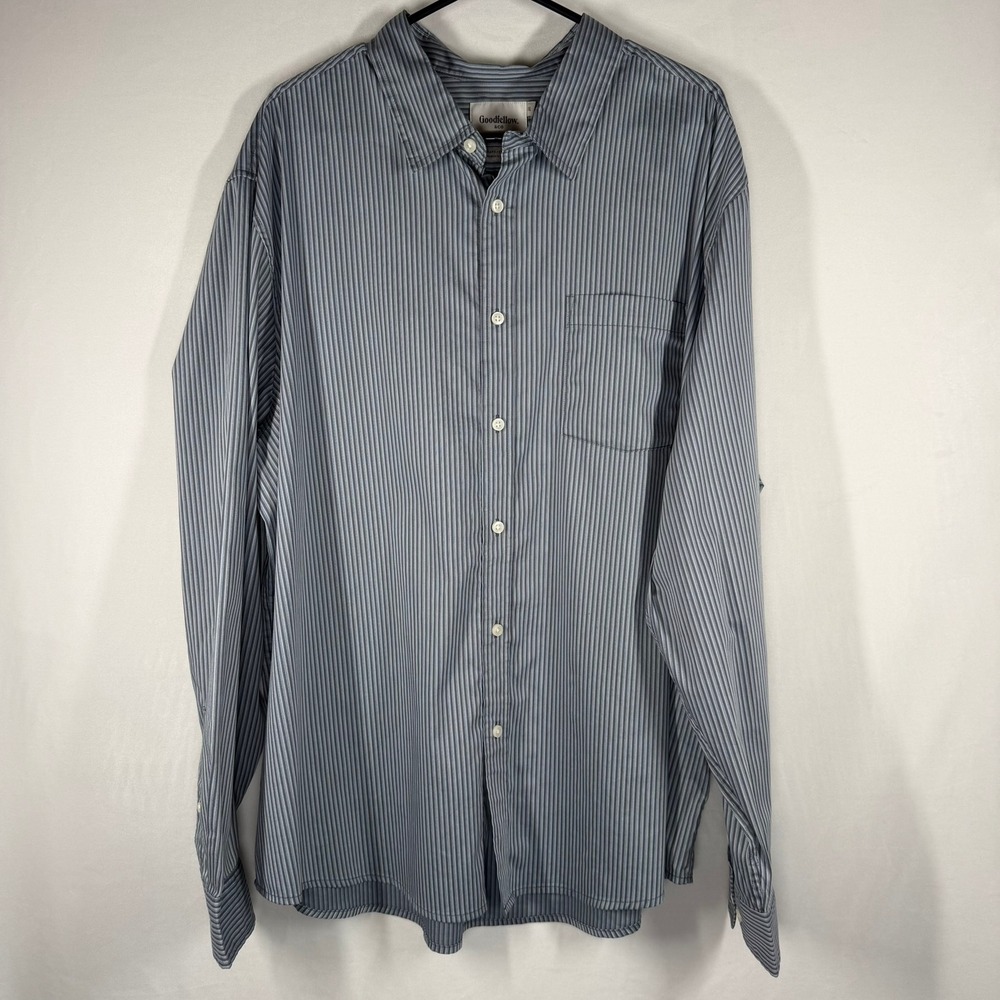 Goodfellow & Co Mens Shirt XXL Blue Stripe Comfort‎ Wear Long Sleeve Button Down